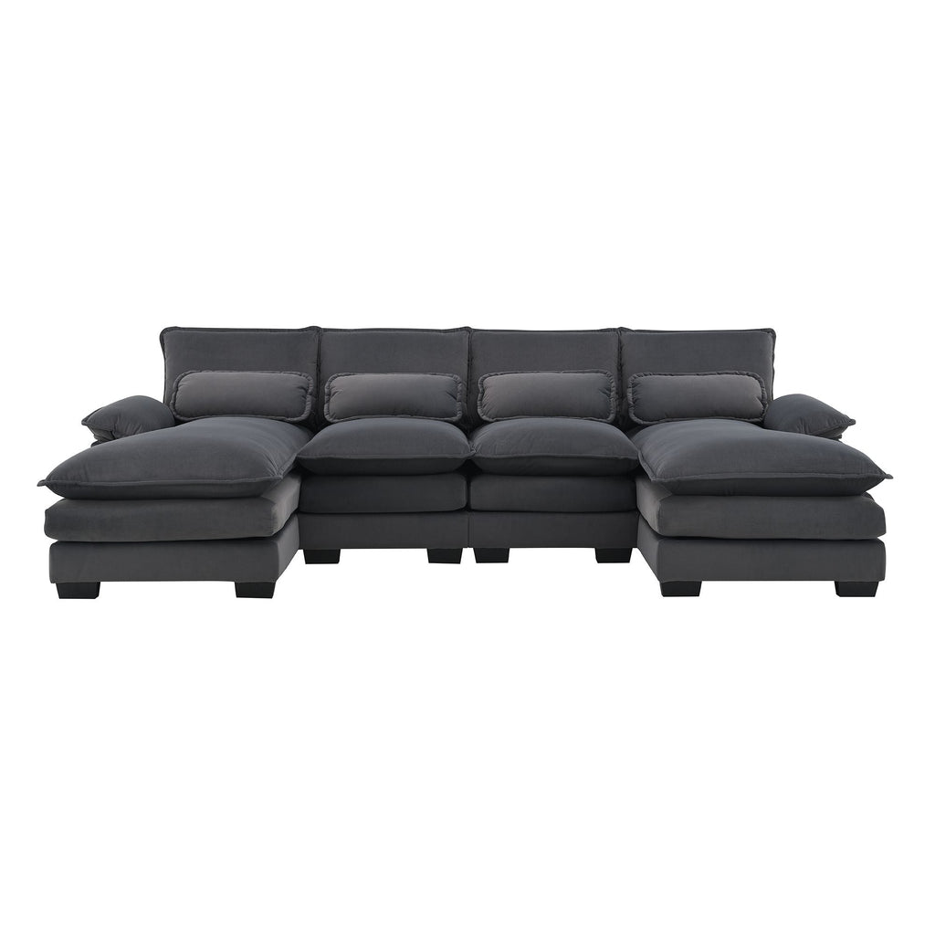 [VIDEO provided] [New]109.8*55.9" Modern U - shaped Sectional Sofa with Waist Pillows - Comfortable Living Decor