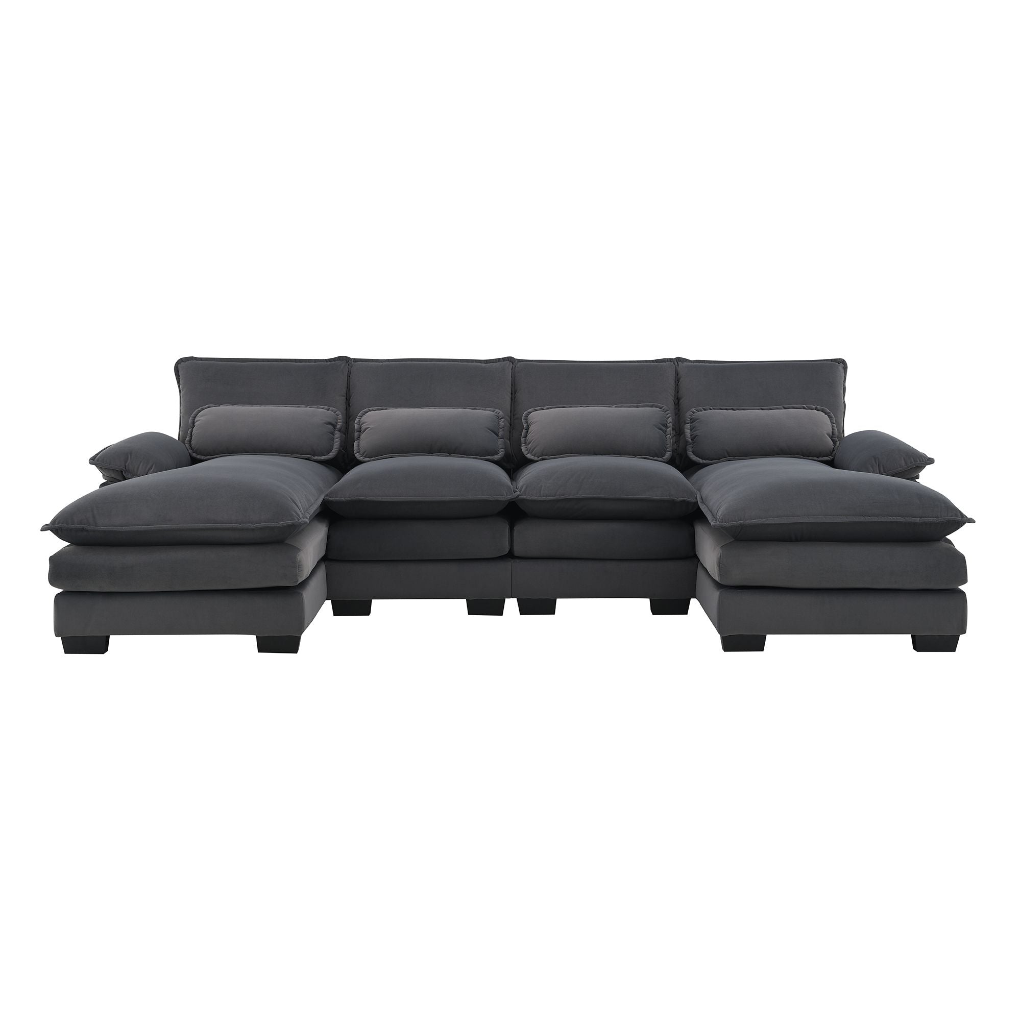 [VIDEO provided] [New]109.8*55.9" Modern U - shaped Sectional Sofa with Waist Pillows - Comfortable Living Decor