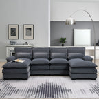 [VIDEO provided] [New]109.8*55.9" Modern U - shaped Sectional Sofa with Waist Pillows - Comfortable Living Decor