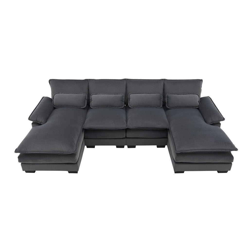 [VIDEO provided] [New]109.8*55.9" Modern U - shaped Sectional Sofa with Waist Pillows - Comfortable Living Decor