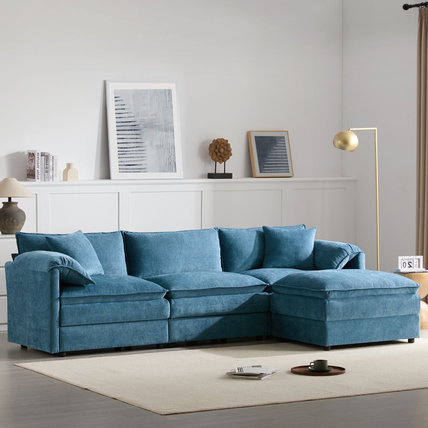 [VIDEO]103.5" Chenille Modular Sectional Sofa with Deep and Wide Seat,L Shaped Cloud Couch Set with Double Cushions,4 Seat Sofa with Movable Ottoman,Oversized Indoor Furniture for Living Room,3 Colors - Comfortable Living Decor
