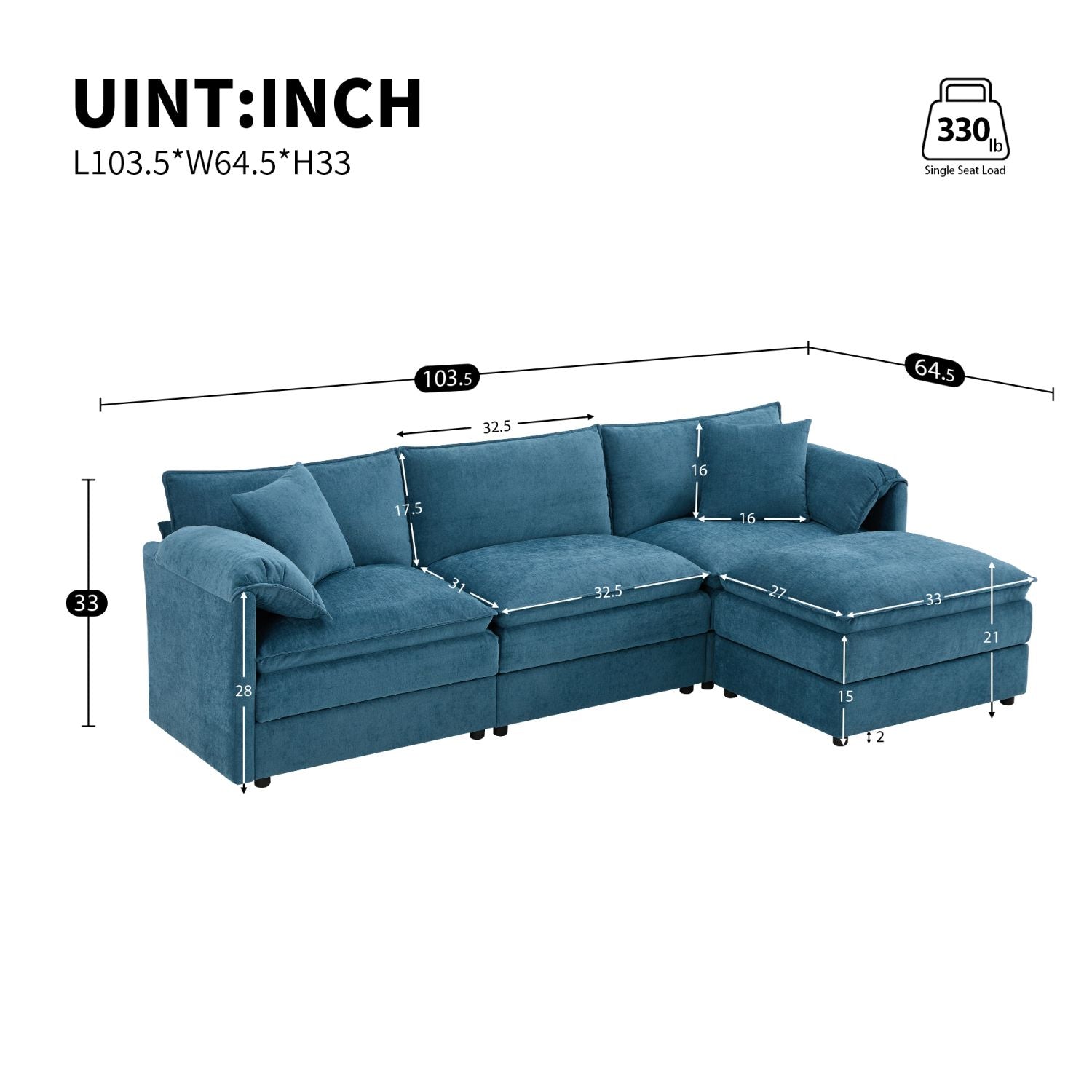 [VIDEO]103.5" Chenille Modular Sectional Sofa with Deep and Wide Seat,L Shaped Cloud Couch Set with Double Cushions,4 Seat Sofa with Movable Ottoman,Oversized Indoor Furniture for Living Room,3 Colors - Comfortable Living Decor