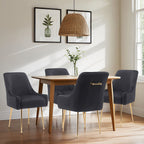 White Tufted Velvet Golden Legs Dining Chair with Pulling Handle and Adjustable Foot Nails(Set of 2) - Comfortable Living Decor
