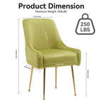 White Tufted Velvet Golden Legs Dining Chair with Pulling Handle and Adjustable Foot Nails(Set of 2) - Comfortable Living Decor
