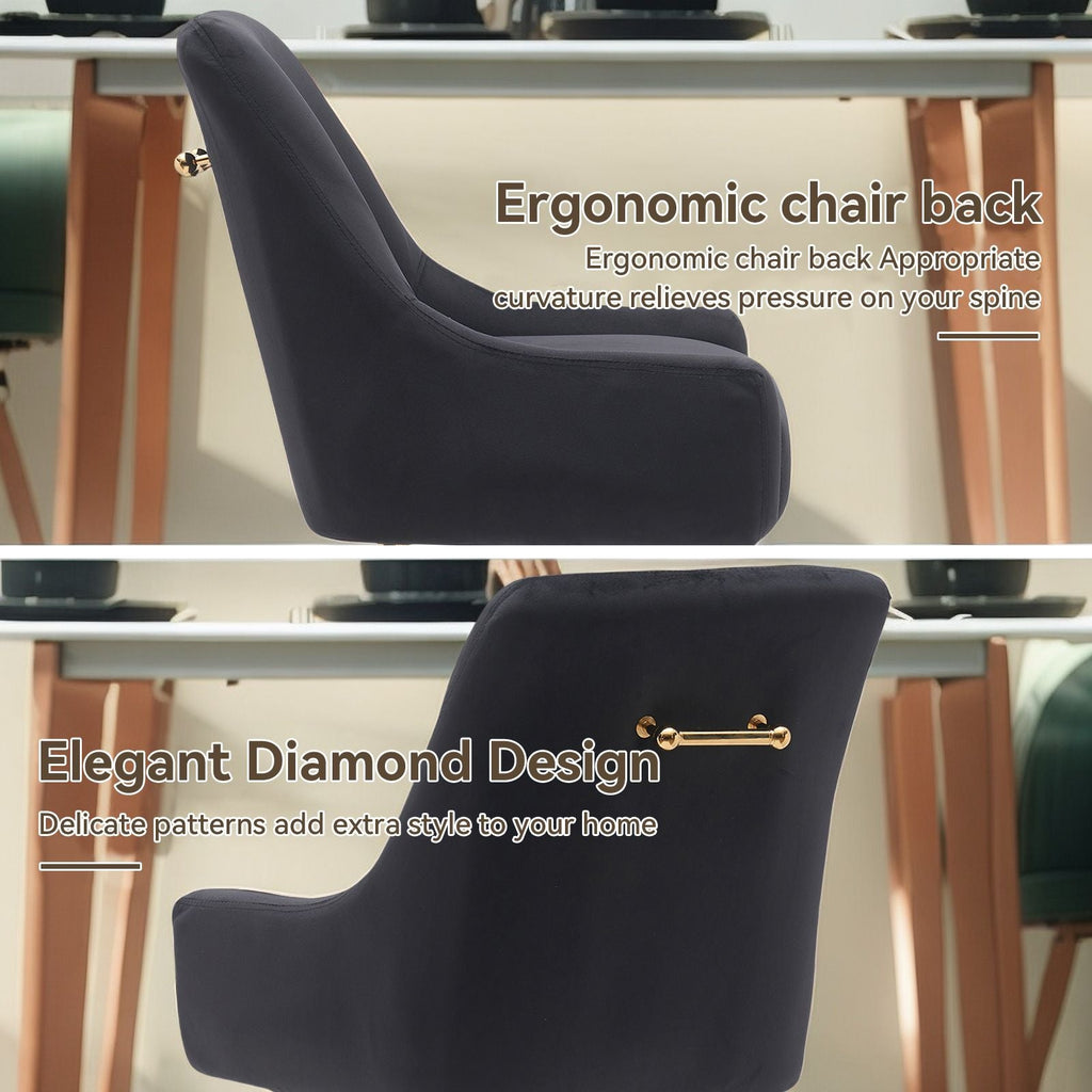 White Tufted Velvet Golden Legs Dining Chair with Pulling Handle and Adjustable Foot Nails(Set of 2) - Comfortable Living Decor