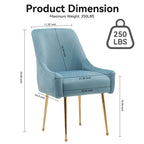 White Tufted Velvet Golden Legs Dining Chair with Pulling Handle and Adjustable Foot Nails(Set of 2) - Comfortable Living Decor