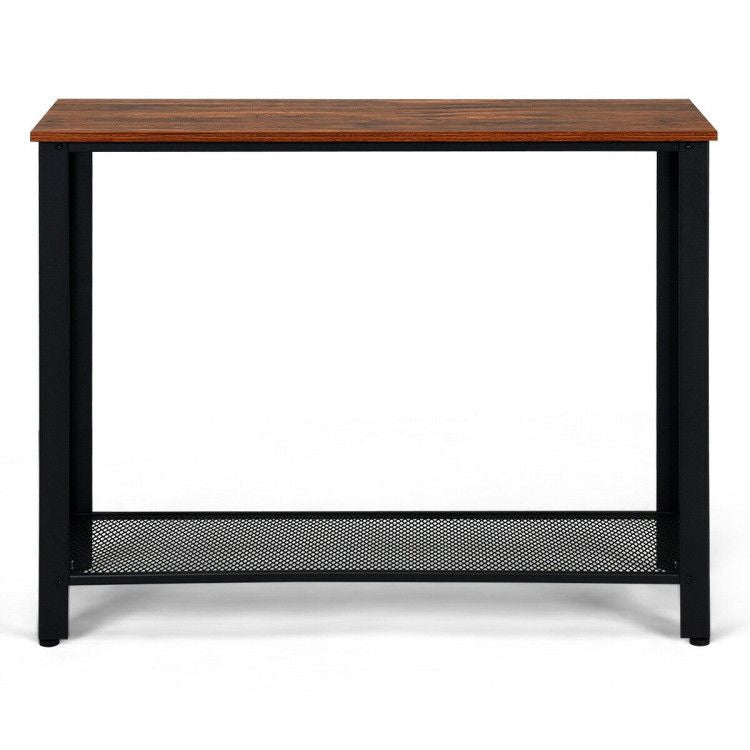 Wood Console Sofa Table with Adjustable Feet and Storage Shelf - Comfortable Living Decor