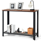 Wood Console Sofa Table with Adjustable Feet and Storage Shelf - Comfortable Living Decor
