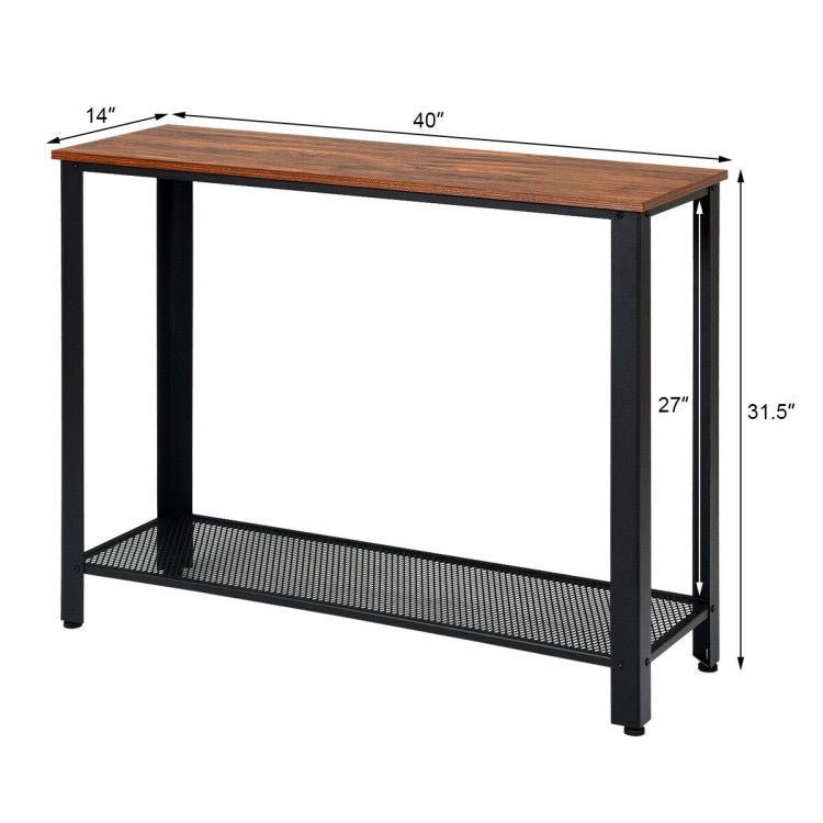 Wood Console Sofa Table with Adjustable Feet and Storage Shelf - Comfortable Living Decor