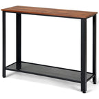 Wood Console Sofa Table with Adjustable Feet and Storage Shelf - Comfortable Living Decor