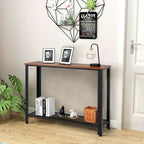 Wood Console Sofa Table with Adjustable Feet and Storage Shelf - Comfortable Living Decor