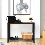 Wood Console Sofa Table with Adjustable Feet and Storage Shelf - Comfortable Living Decor