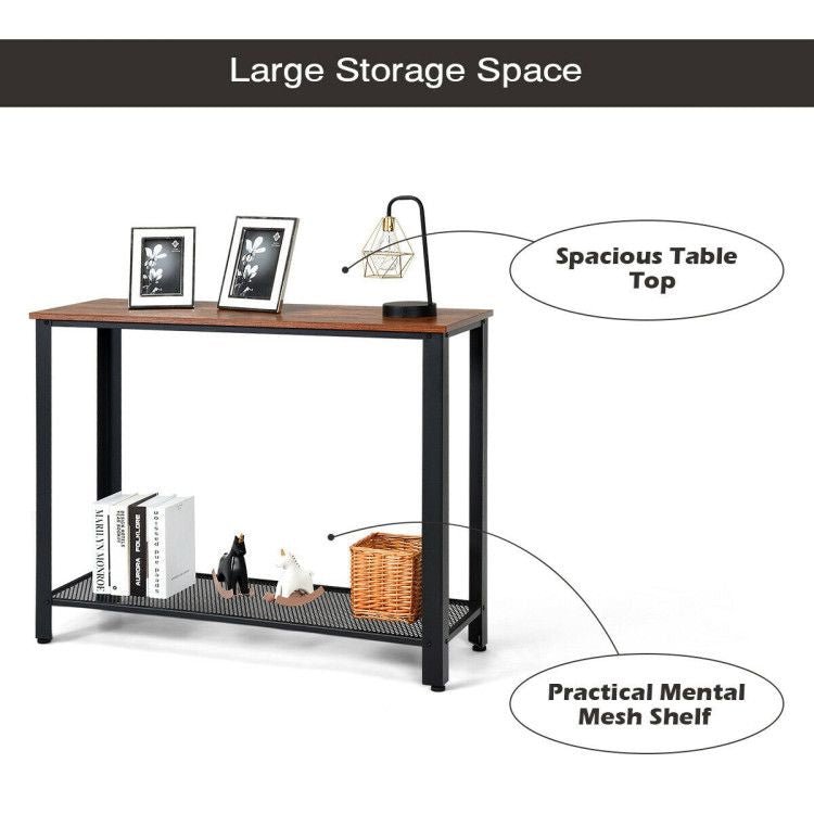 Wood Console Sofa Table with Adjustable Feet and Storage Shelf - Comfortable Living Decor