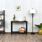 Wood Console Sofa Table with Adjustable Feet and Storage Shelf - Comfortable Living Decor