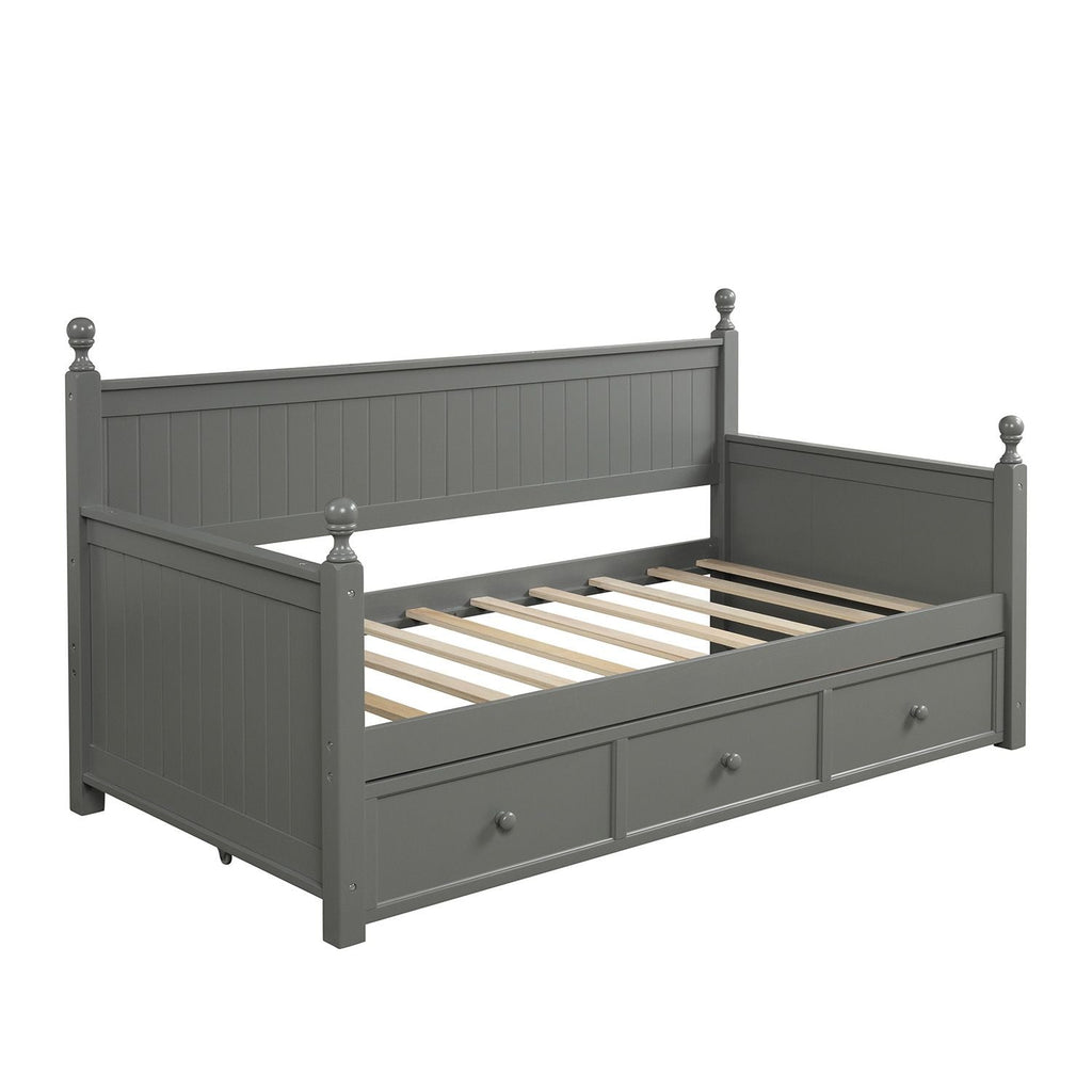 Wood Daybed with Three Drawers ; Twin Size Daybed; No Box Spring Needed ; White - Comfortable Living Decor