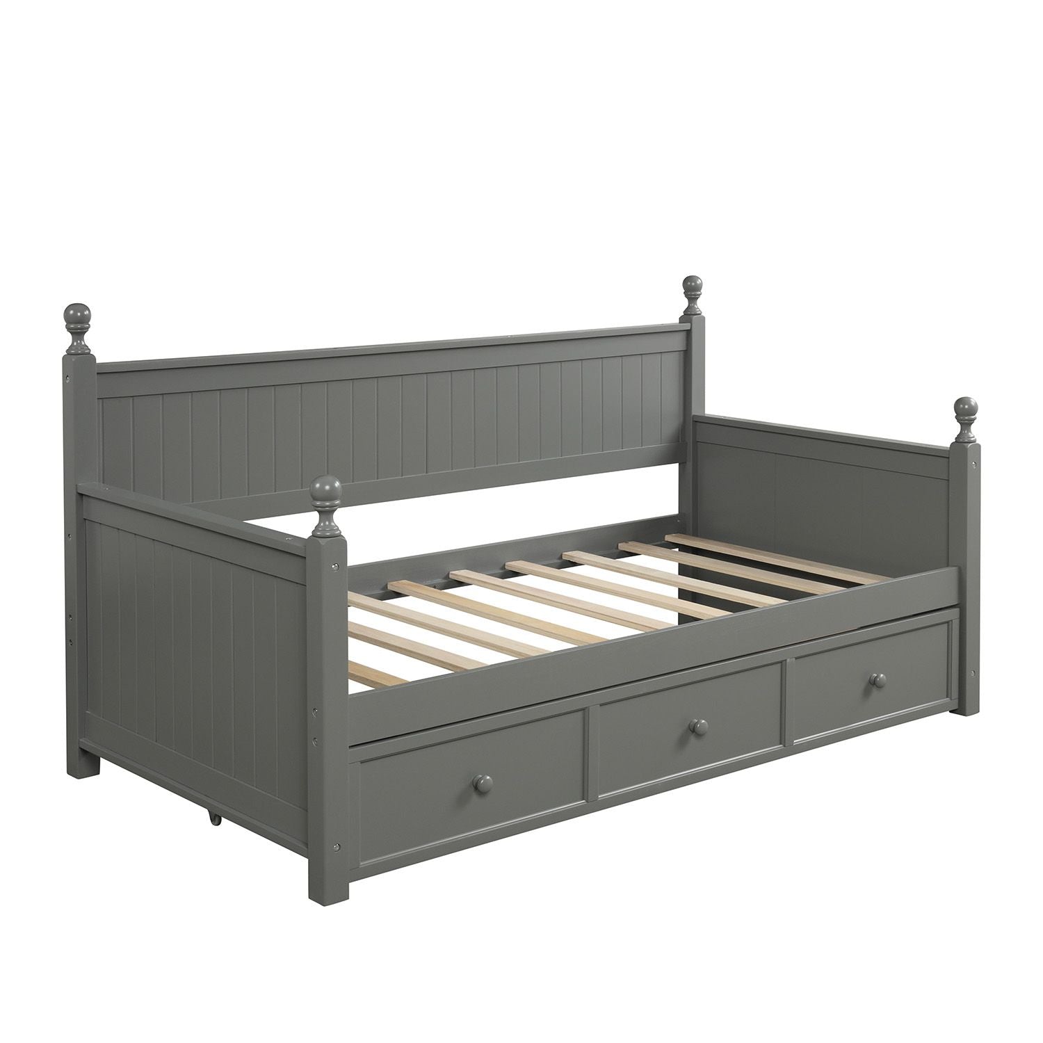 Wood Daybed with Three Drawers ; Twin Size Daybed; No Box Spring Needed ; White - Comfortable Living Decor