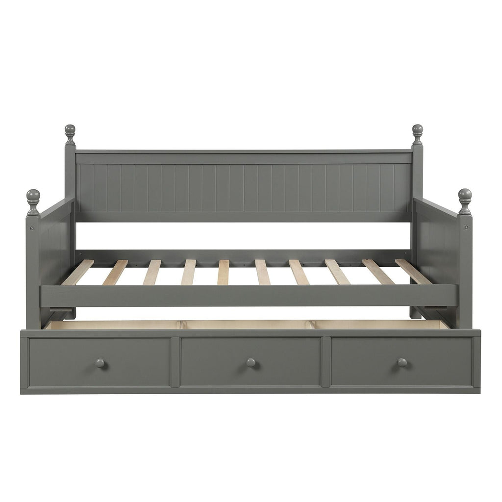 Wood Daybed with Three Drawers ; Twin Size Daybed; No Box Spring Needed ; White - Comfortable Living Decor