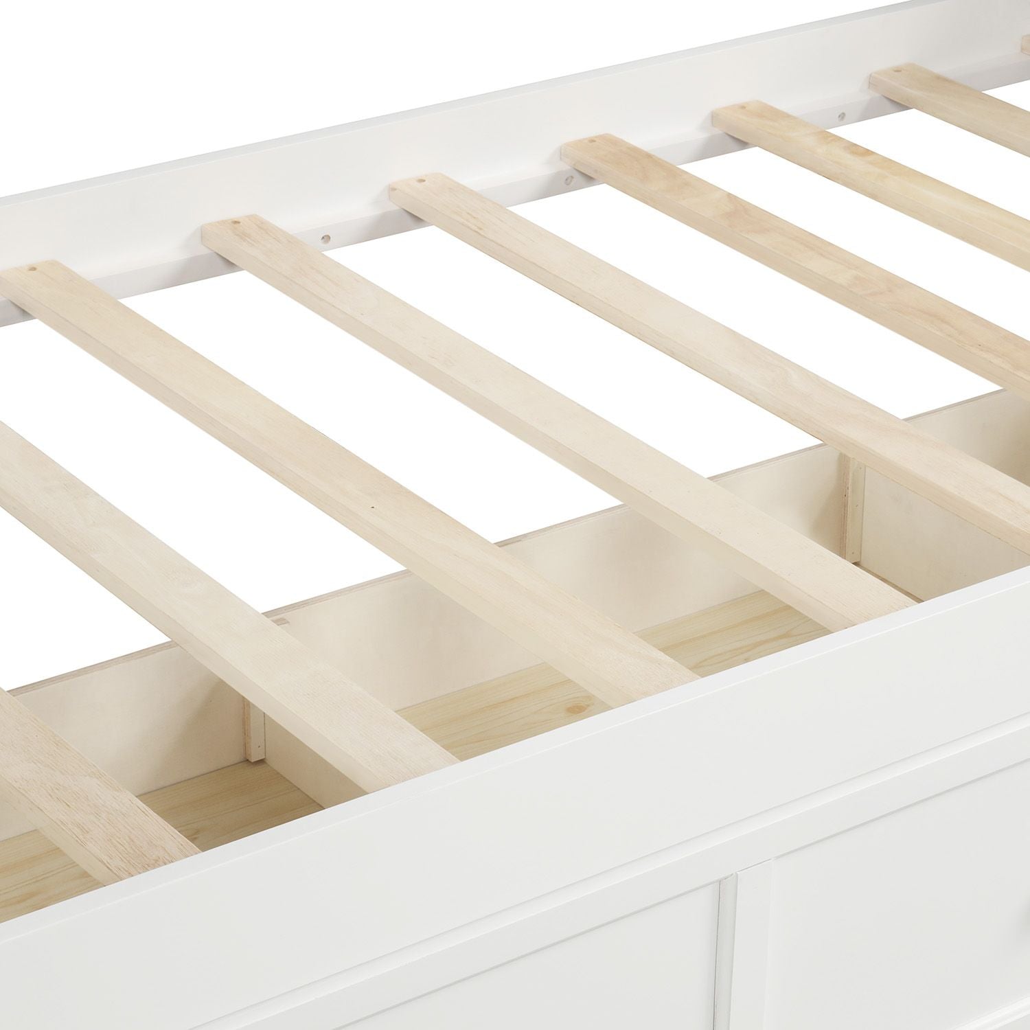 Wood Daybed with Three Drawers ; Twin Size Daybed; No Box Spring Needed ; White - Comfortable Living Decor