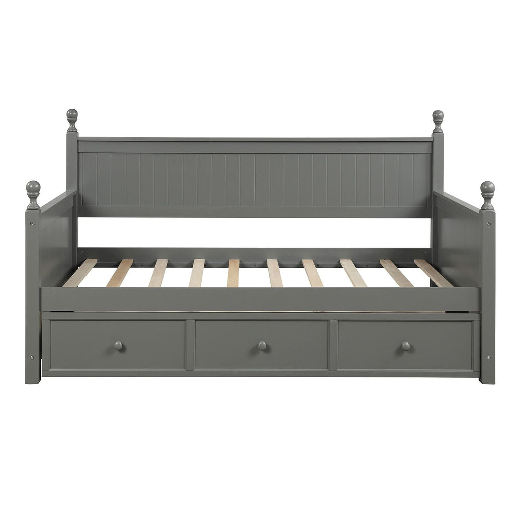 Wood Daybed with Three Drawers ; Twin Size Daybed; No Box Spring Needed ; White - Comfortable Living Decor