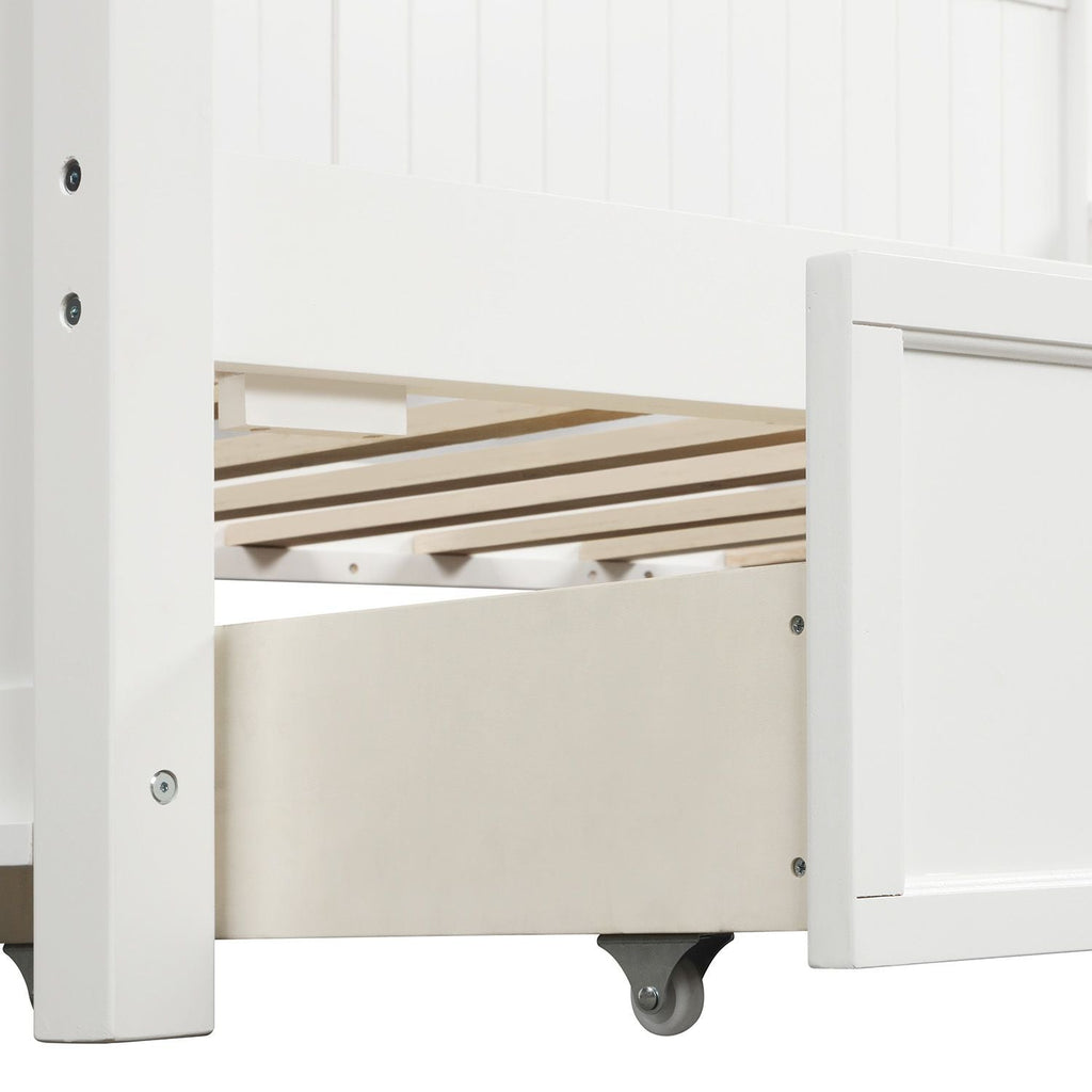 Wood Daybed with Three Drawers ; Twin Size Daybed; No Box Spring Needed ; White - Comfortable Living Decor