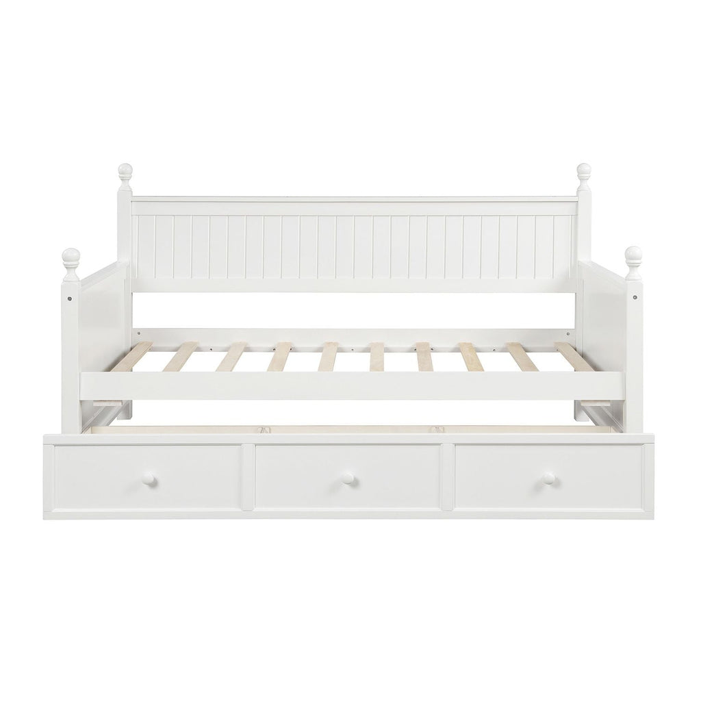Wood Daybed with Three Drawers ; Twin Size Daybed; No Box Spring Needed ; White - Comfortable Living Decor