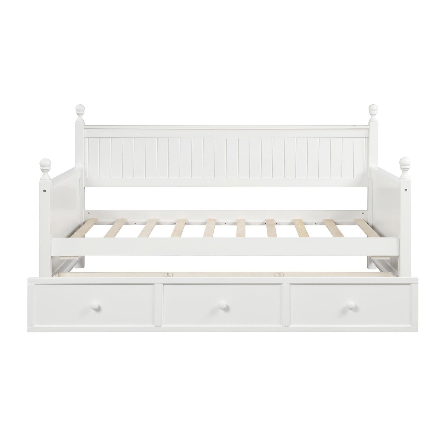 Wood Daybed with Three Drawers ; Twin Size Daybed; No Box Spring Needed ; White - Comfortable Living Decor