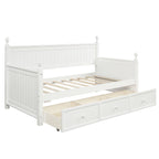 Wood Daybed with Three Drawers ; Twin Size Daybed; No Box Spring Needed ; White - Comfortable Living Decor