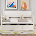 Wood Daybed with Three Drawers ; Twin Size Daybed; No Box Spring Needed ; White - Comfortable Living Decor