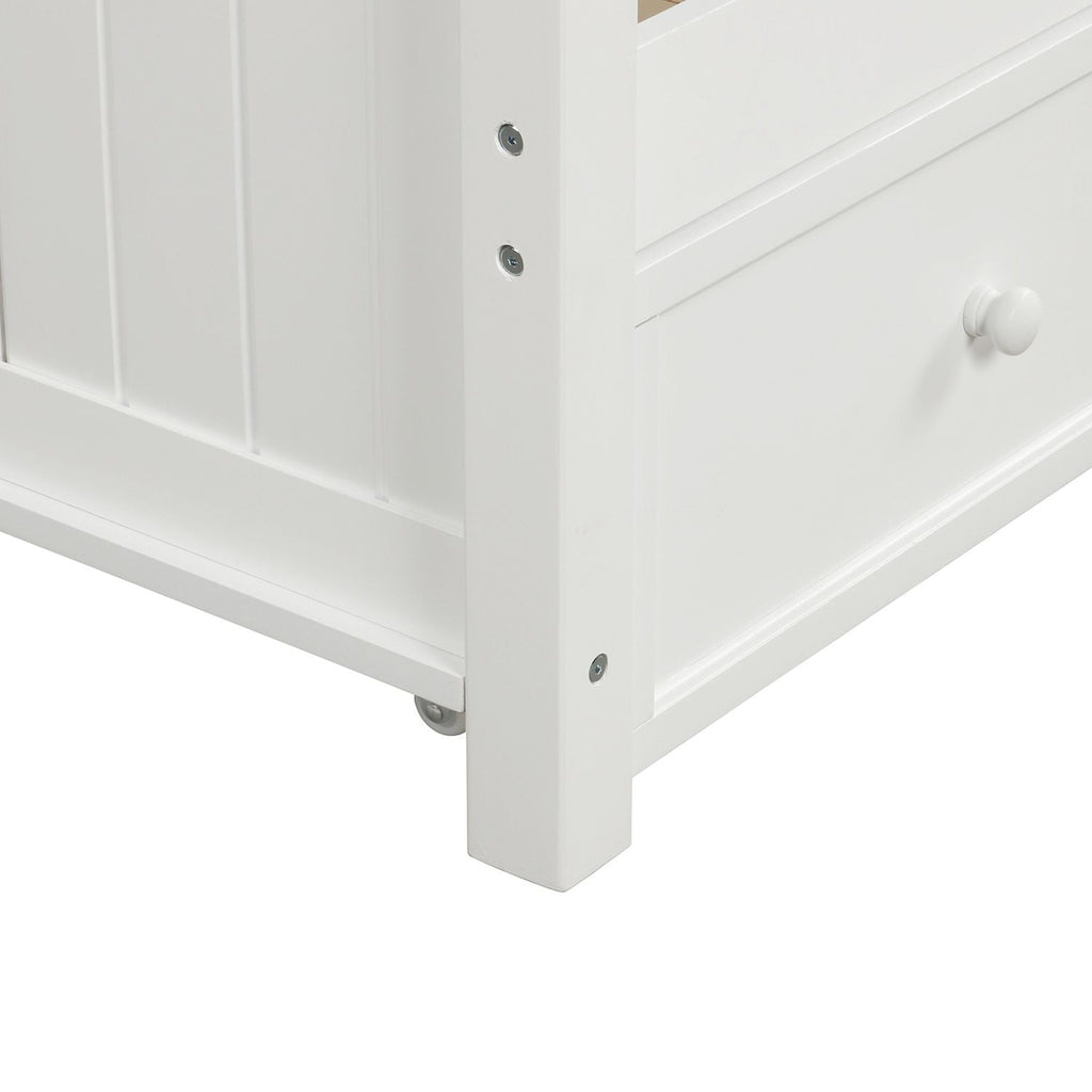 Wood Daybed with Three Drawers ; Twin Size Daybed; No Box Spring Needed ; White - Comfortable Living Decor