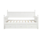 Wood Daybed with Three Drawers ; Twin Size Daybed; No Box Spring Needed ; White - Comfortable Living Decor
