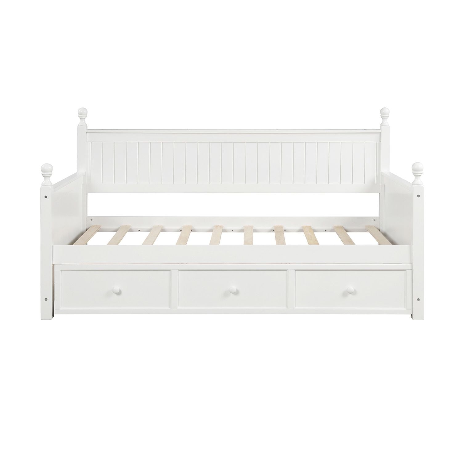Wood Daybed with Three Drawers ; Twin Size Daybed; No Box Spring Needed ; White - Comfortable Living Decor