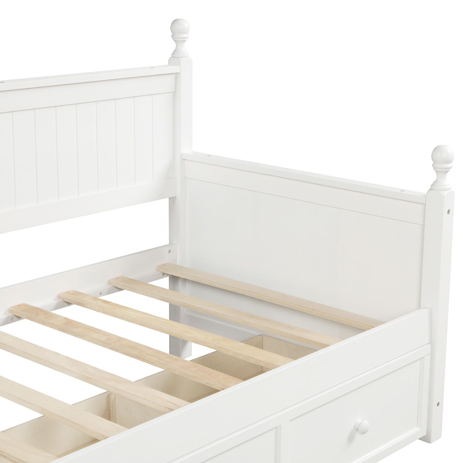 Wood Daybed with Three Drawers ; Twin Size Daybed; No Box Spring Needed ; White - Comfortable Living Decor