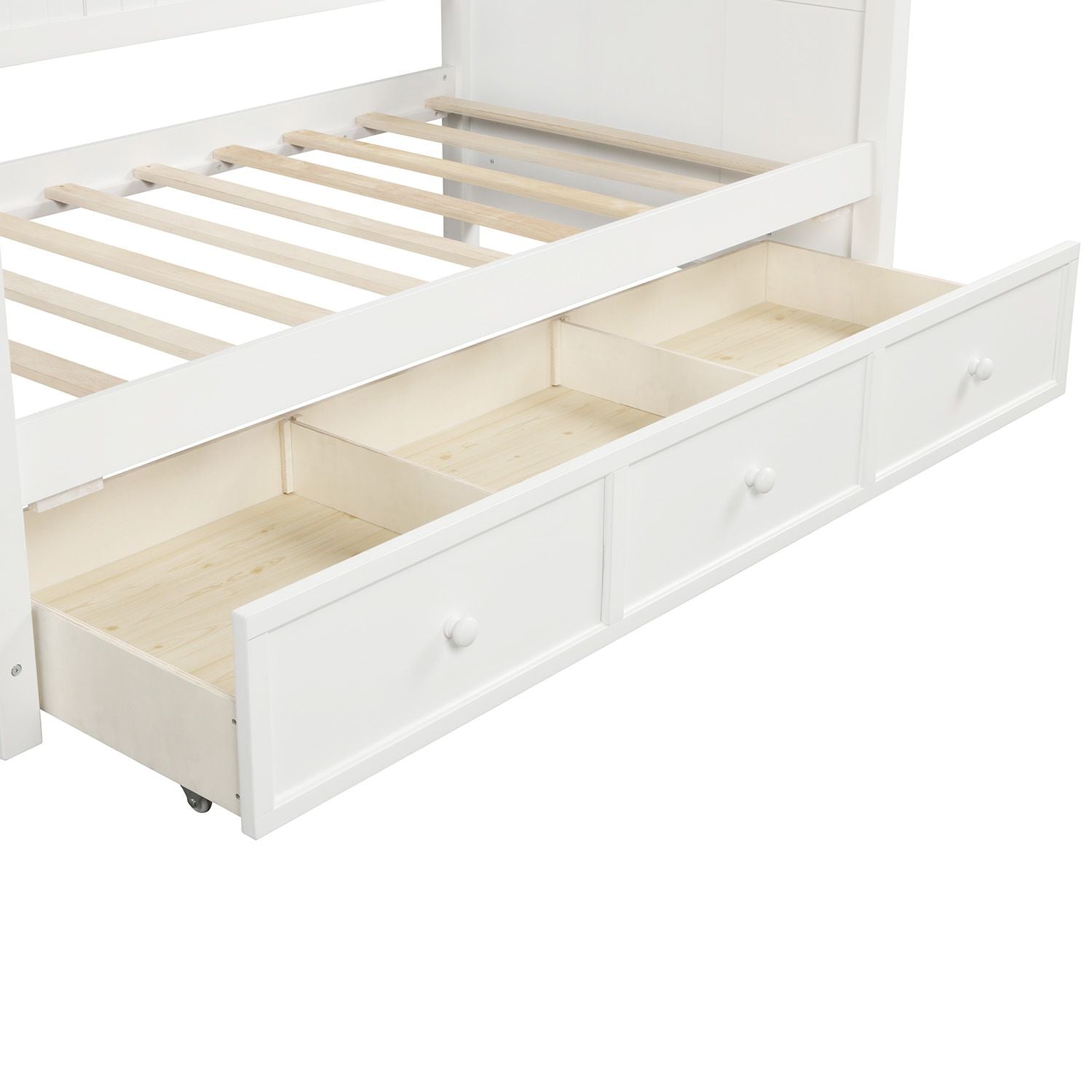 Wood Daybed with Three Drawers ; Twin Size Daybed; No Box Spring Needed ; White - Comfortable Living Decor