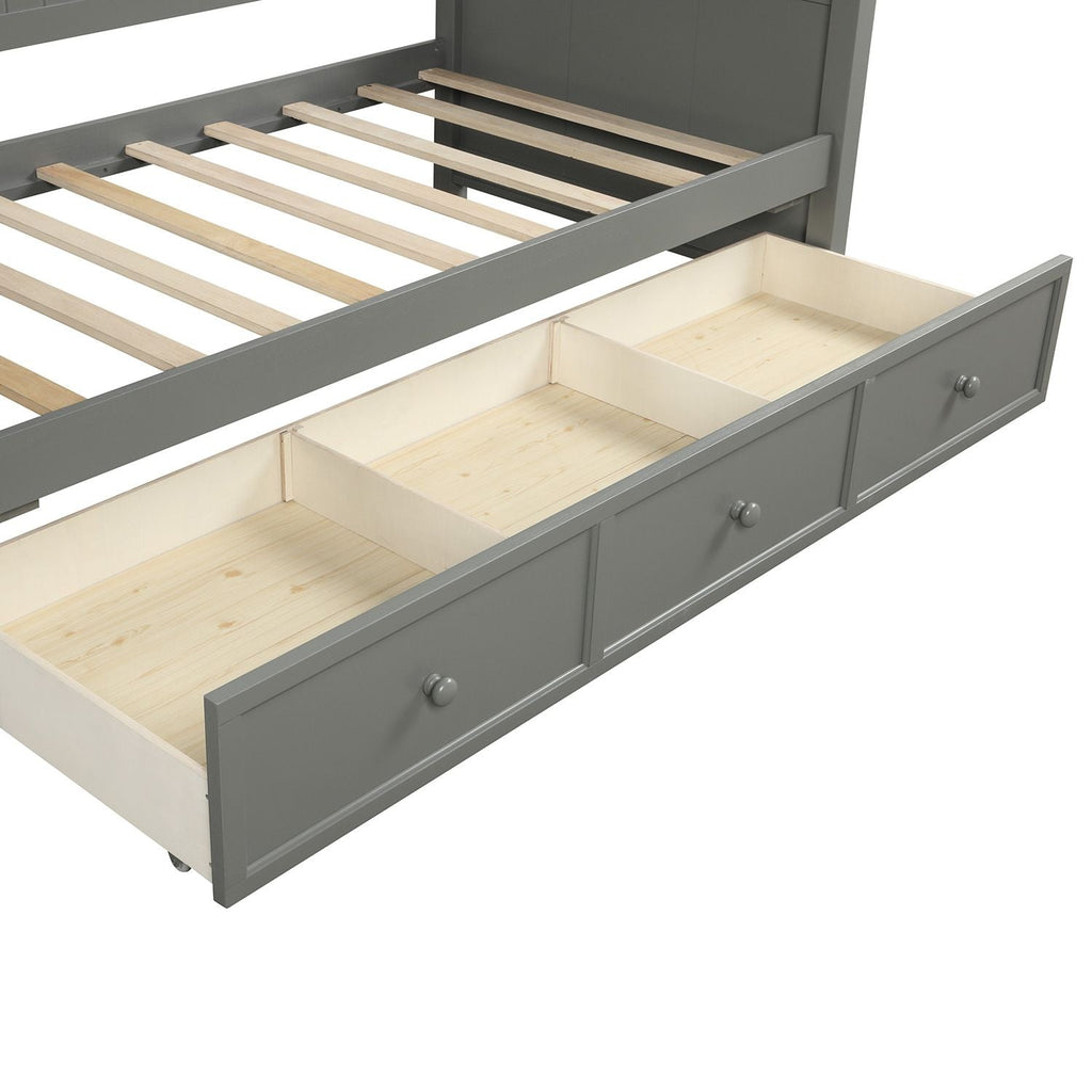 Wood Daybed with Three Drawers ; Twin Size Daybed; No Box Spring Needed ; White - Comfortable Living Decor