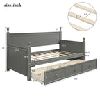 Wood Daybed with Three Drawers ; Twin Size Daybed; No Box Spring Needed ; White - Comfortable Living Decor